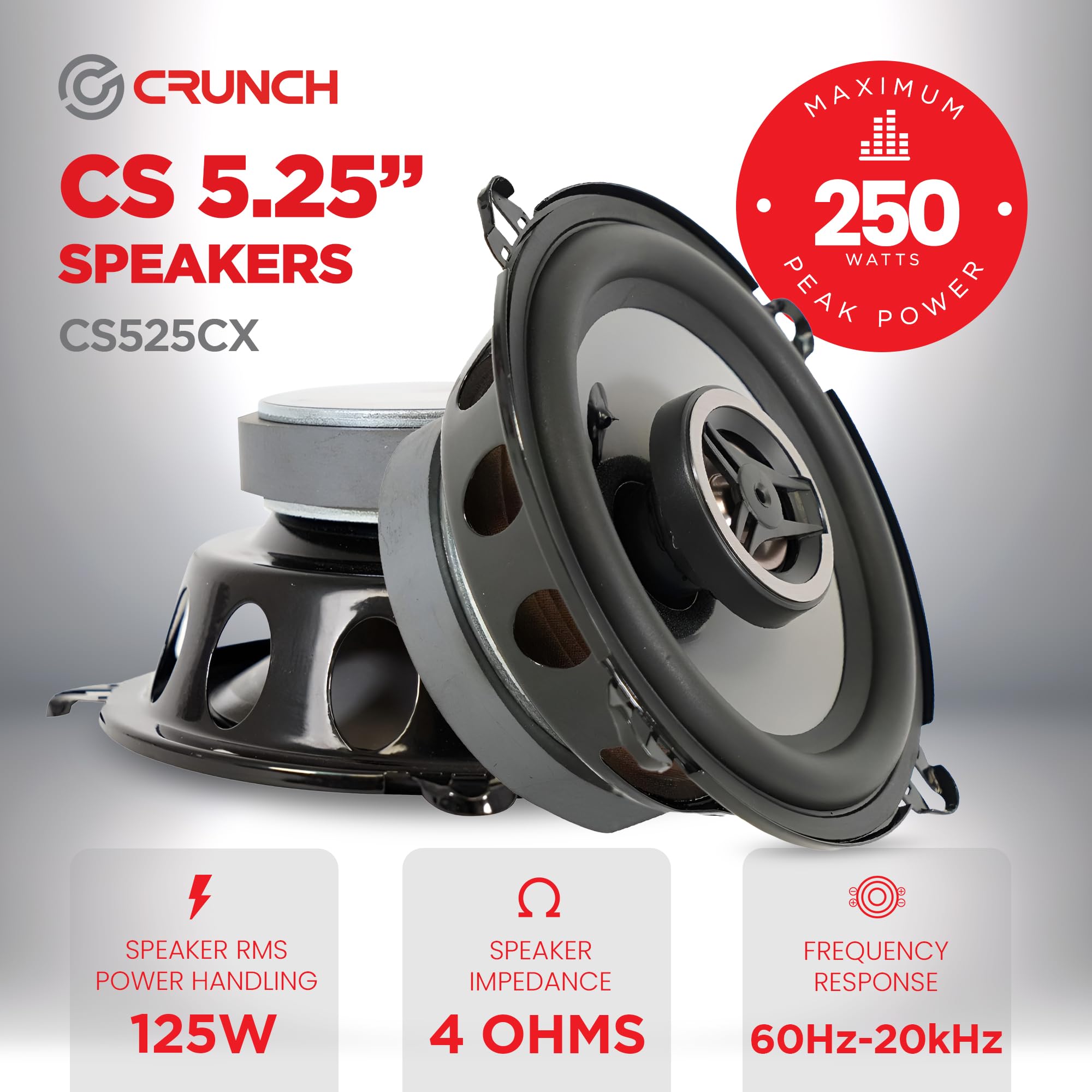 Amazon.com: Crunch CS525CX Full Range Coaxial Car Speaker, 5.25